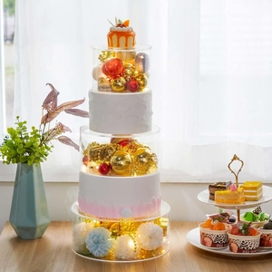 3-piece set of fillable clear acrylic square cake stands for wedding party decor