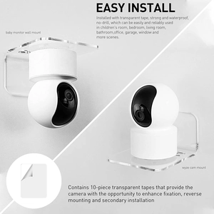 Set of 3 clear acrylic wall mounts for security cameras and baby monitors with adhesive
