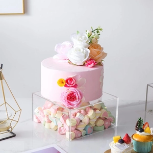 Clear square acrylic fillable cake riser stand for wedding party and event decoration