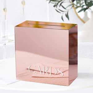 Mirrored Acrylic Wedding Card Box With Slot Reception Party Money Gift Storage Box Elegant Cards Design Wedding Decor