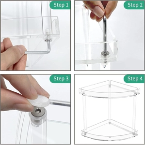 2-tier clear acrylic corner organizer shelf for bathroom vanity and makeup storage