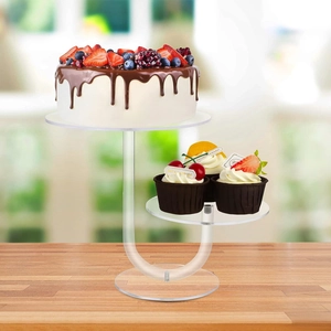 Modern 2-tier clear acrylic cupcake stand with U-shaped design for elegant dessert display