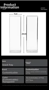 Clear acrylic rectangular cookie rack and snack tray with 22cm height dimension details