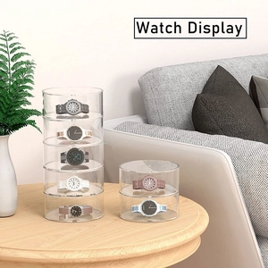 Acrylic watch display stand with magnetic lid and five-tier cylindrical storage layers