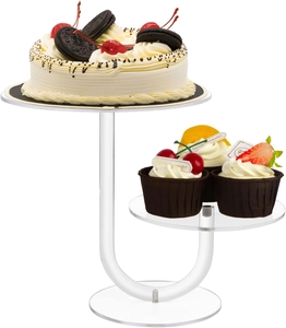 Close-up of a 2-tier acrylic cupcake stand featuring smooth rounded edges and polished trays