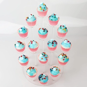 Espositore per cupcake in acrilico trasparente a più livelli con 15 vassoi per feste