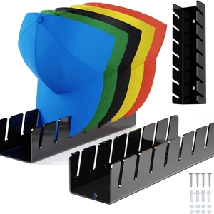 Black acrylic baseball cap display rack set with wall-mount and horizontal storage stands