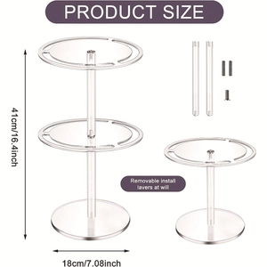3-tier rotating acrylic sunglasses display stand with 360-degree clear storage shelves