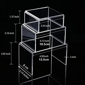 6-pack clear acrylic U-shaped risers for cake jewelry and perfume displays