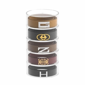 Five-tier clear acrylic round storage box with magnetic lid for belts and watches