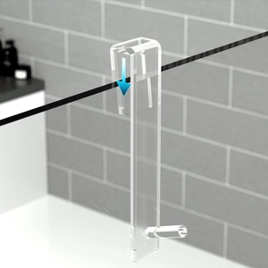 Crochet transparent en acrylique pour porte de douche en verre avec design en forme de U