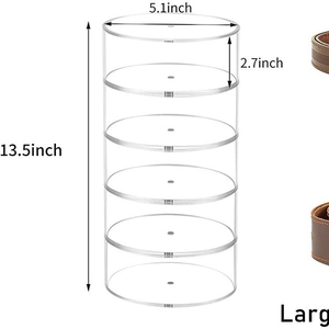 5-tier clear acrylic belt storage box organizer, 13.5 inches tall with magnetic lid