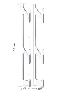 Clear acrylic wall mount display stand dimensions 26cm height with mounting holes