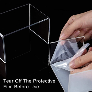 6-pack clear acrylic U-shaped risers for cake jewelry display with protective film