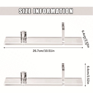 Clear acrylic sword display stand size information showing dimensions 26.7cm by 6.4cm