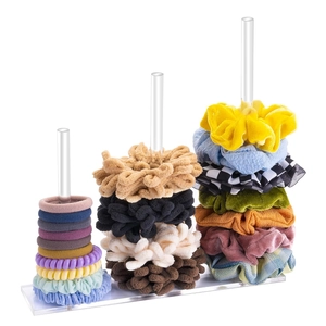 3-tier clear acrylic scrunchie holder stand for girls hair accessories storage organizer