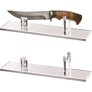 Clear acrylic sword display stand with rectangular base for home collection showcase