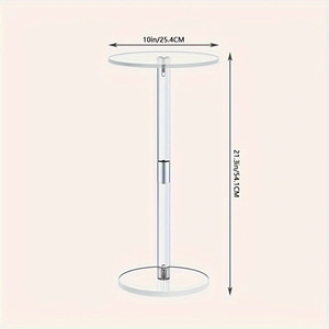 Detailed dimensions of the transparent acrylic side table with 10 inch top and 21.3 inch height