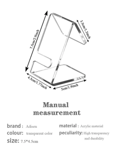 Technical drawing and dimensions of a clear acrylic display stand for watches