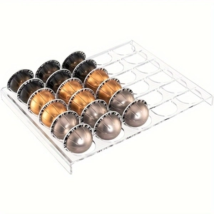 Acrylic Coffee Capsule Storage Tray Drawer Insert Organizer Clear Holder Pod Stand For Kitchen Office Modern Transparent Pod Rack