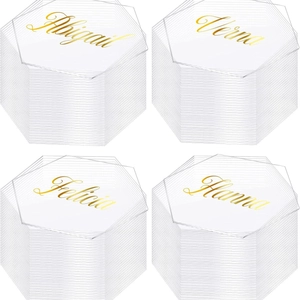 Hexagonal Acrylic Place Cards Transparent Table Signs DIY Blank Seating Cards For Wedding Banquet Party Dining Decoration