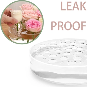 Modern transparent acrylic round floral vase with leakproof design for dining table decor