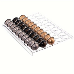 Transparent acrylic coffee pod organizer tray with 48 slots for Nespresso Vertuo capsules