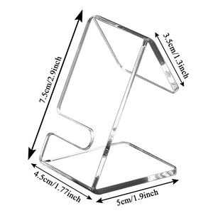 Transparent acrylic watch display stand with dimensions 7.5cm height and Z-shaped support