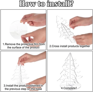 DIY Christmas tree acrylic earring display stand with white polka dots and round base