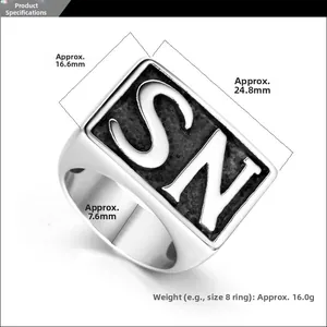 Detailed macro view showing the width, thickness, and dimensions of the SN square ring