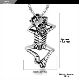 Detailed view of Gothic skull pendant dimensions showing 49.4mm height and 27.0mm width