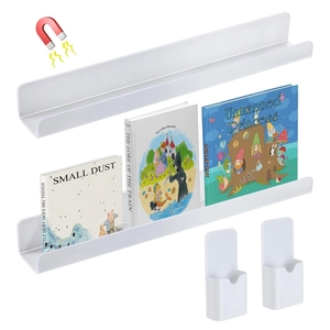 Magnetic Floating Bookshelf With Pen Holder Acrylic Display Rack For Whiteboard Refrigerator Office Home Classroom Organizer