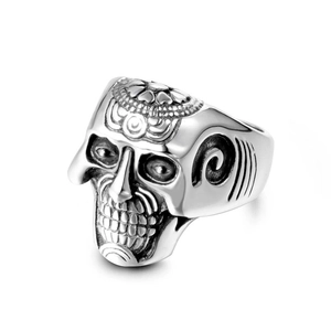 Vintage Gothic Skull Ring For Men Punk Titanium Steel Skeleton Ring Retro Biker Finger Ring Stainless Steel Jewelry