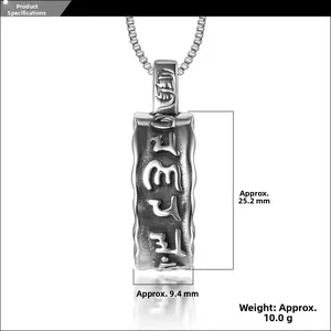 Detailed product dimensions showing 25.2mm x 9.4mm for the mantra cylinder pendant