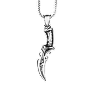 Punk Dolch Anhänger Halskette aus oxidiertem Edelstahl für Herren im Retro Look