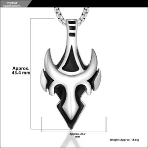 Detailed size specifications for the tribal style wolf tooth pendant and chain