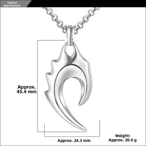 Dimensions détaillées du collier pendentif flamme argenté avec mesures en mm et poids