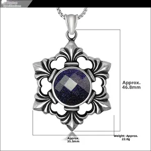 Detailed dimensions of blue sand stone pendant in 46.8mm height and 35.5mm width