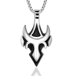 Wolf Tooth Warrior Pendant Necklace Titanium Steel Black Enamel Tribal Totem Punk Gothic Jewelry For Men Women