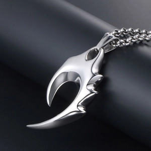 Collier Pendentif Griffe en Acier Inoxydable Punk pour Hommes Bijoux Hip Hop Street Style Croc Argent Poli Cadeau Homme