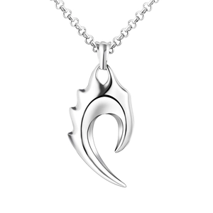 Collier pendentif griffe de flamme argentée en acier titane poli pour hommes