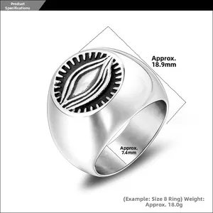 Macro detail of vintage signet ring showing 18.9mm face width and measurements