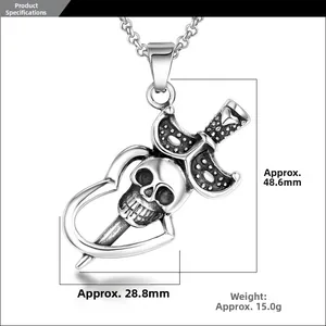 Diagramme détaillé du pendentif tête de mort et dague avec dimensions 48,6mm et 15g