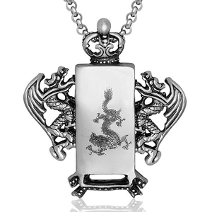 Collier Pendentif Dragon en Acier Inoxydable Vintage pour Hommes Bijoux Style Chinois Rétro Âme de Dragon Cadeau