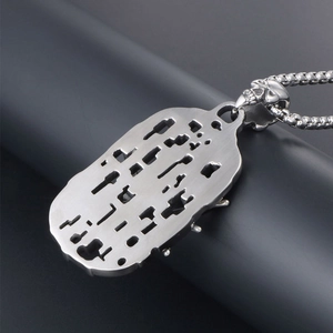 Vintage gothic skull and hollow spider shield pendant necklace in brushed stainless steel
