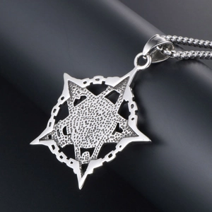 Vintage punk pentagram skull pendant necklace in stainless steel for men's fashion