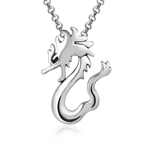 Chinese Style Dragon Pendant Necklace For Men Stainless Steel Polished Abstract Dragon Totem Punk Hip Hop Nightclub Jewelry Gift