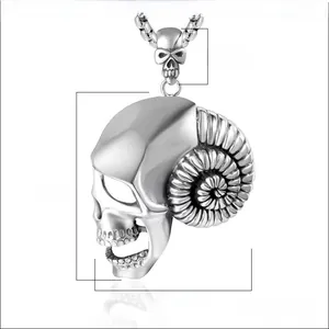 Detailed size parameters of the gothic ram skull pendant with 61.3mm height and 50g weight