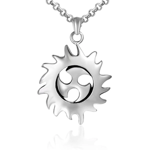 Edelstahl Sonnenrad Tomoe Anhänger Halskette Zahnradform Punk Gothisch Industriestil Poliert Modeschmuck Für Damen Herren