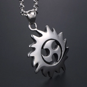 Punk-Stil Silber Titanstahl Sonnenrad Anhänger Halskette mit Zahnrad-Design-Details
